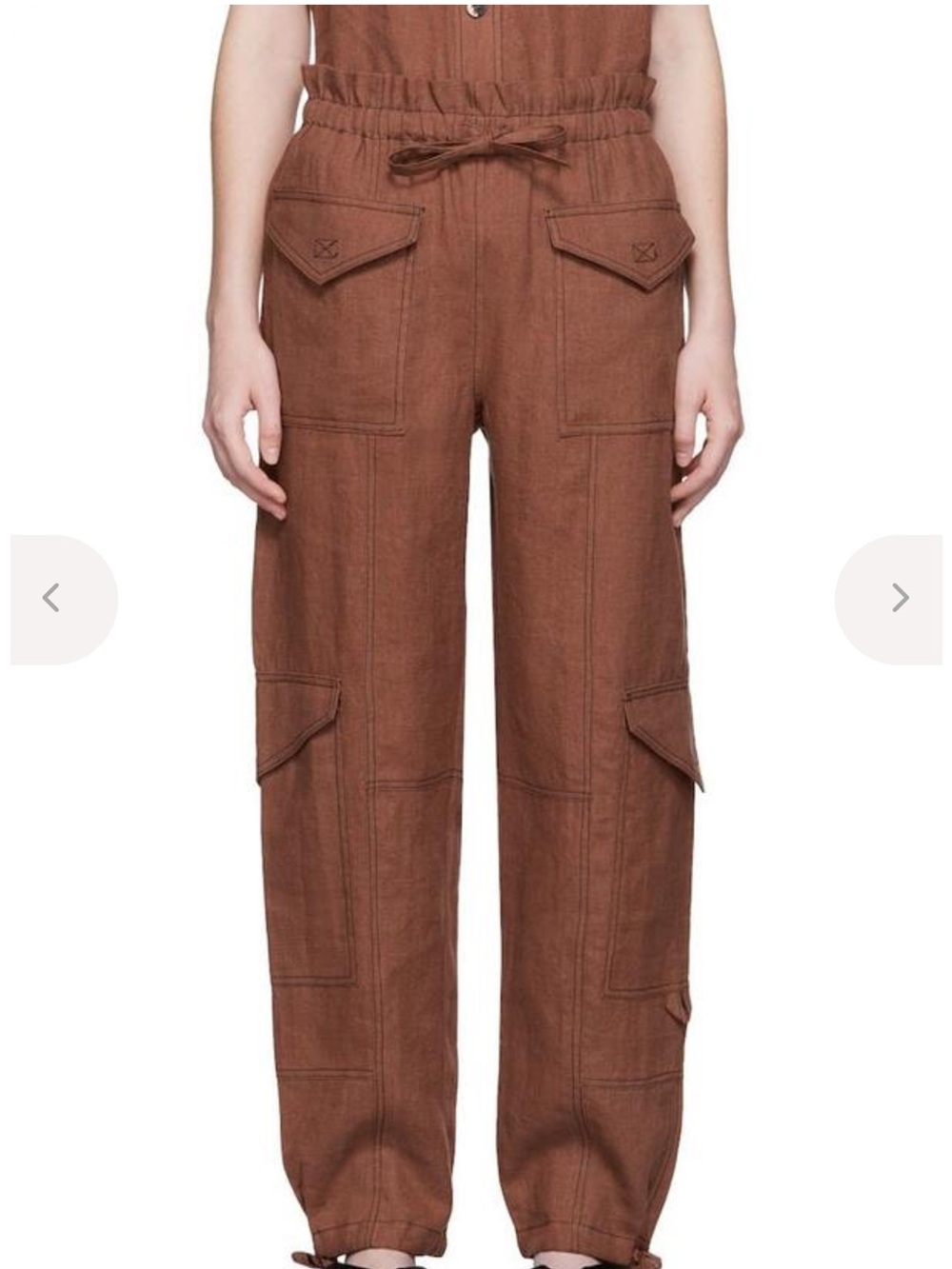 Ganni Hemp Cargo Trousers in Rootbeer